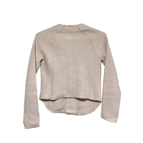 Knitted and Knotted Wool Cardigan S Cable Knit Fisherman Neutral 100% Wool - Picture 4 of 11